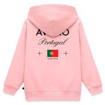 Aveiro Portugal Koordinaten Reise Souvenir - Kinder Premium Organic Zip Hoodie - Rosa - Hinten - AI Model Kid Female (0cm)