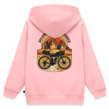Dolomiti Gravel Grinder Retro-Motorrad - Kinder Premium Organic Zip Hoodie - Rosa - Hinten - AI Model Kid Female (0cm)