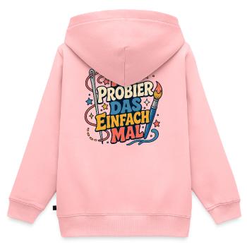 Ich probier das einfach mal - Kinder Premium Organic Zip Hoodie - Rosa - Hinten - AI Model Kid Female (0cm)