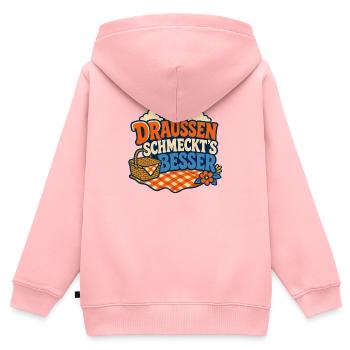Draussen schmeckt's besser - Kinder Premium Organic Zip Hoodie - Rosa - Hinten - AI Model Kid Female (0cm)