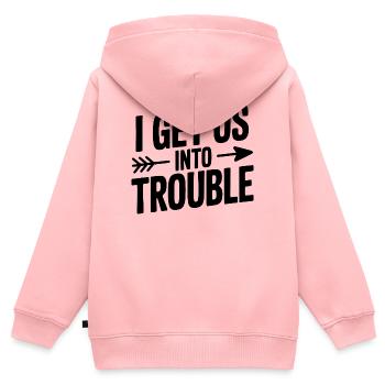 Ich bringe uns in Schwierigkeiten - Kinder Premium Organic Zip Hoodie - Rosa - Hinten - AI Model Kid Female (0cm)