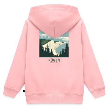 Rügen Germany | Vintage Coastal Poster - Kinder Premium Organic Zip Hoodie - Rosa - Hinten - AI Model Kid Female (0cm)