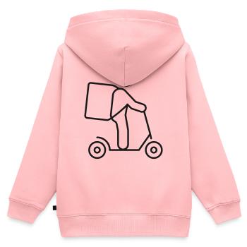 Kurierliefer-Scooter-Queue-Symbol - Kinder Premium Organic Zip Hoodie - Rosa - Hinten - AI Model Kid Female (0cm)