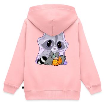 Snuggles der Waschbär im Geisterkostüm - Kinder Premium Organic Zip Hoodie - Rosa - Hinten - AI Model Kid Female (0cm)