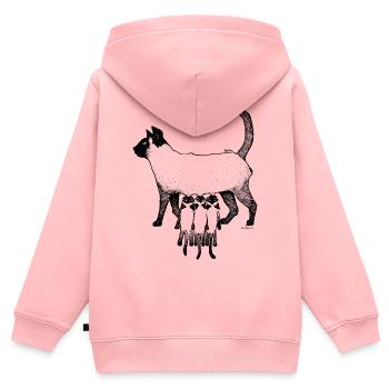 SIAMES-KATZE – MUTTER - Kinder Premium Organic Zip Hoodie - Rosa - Hinten - AI Model Kid Female (0cm)