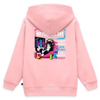 Gamer Gaming Cat Video Game - Kinder Premium Organic Zip Hoodie - Rosa - Hinten - AI Model Kid Female (0cm)
