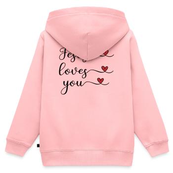 Jesus loves you cute Typography with a Heart - Kids Premium Organic Zip-up Hoodie - rose - Back - AI Model Kid Female (0cm)