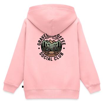 Gravel & Coffee Club - Kinder Premium Organic Zip Hoodie - Rosa - Hinten - AI Model Kid Female (0cm)