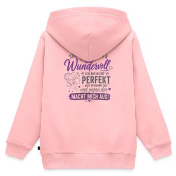 Stark unabhängig Wunderbar Zitat - Kinder Premium Organic Zip Hoodie - Rosa - Hinten - AI Model Kid Female (0cm)