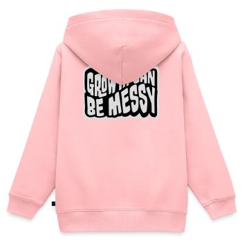 Growth Can Be Messy Persönlich Wachstum Zitat Logo - Kinder Premium Organic Zip Hoodie - Rosa - Hinten - AI Model Kid Female (0cm)