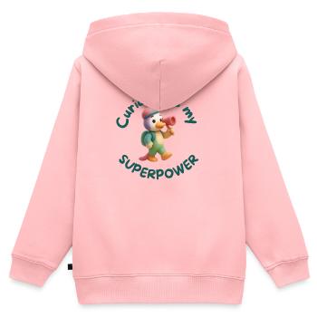 Neugier ist meine Superkraft - Kinder Premium Organic Zip Hoodie - Rosa - Hinten - AI Model Kid Female (0cm)