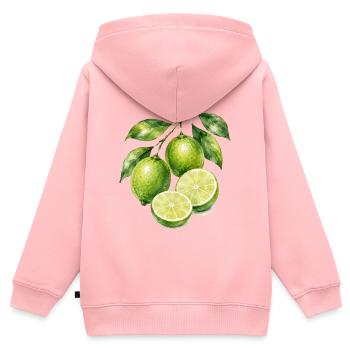 Limetten Aquarell Frische - Kinder Premium Organic Zip Hoodie - Rosa - Hinten - AI Model Kid Female (0cm)
