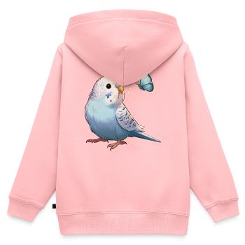 Wellensittich mit Schmetterling - Kinder Premium Organic Zip Hoodie - Rosa - Hinten - AI Model Kid Female (0cm)