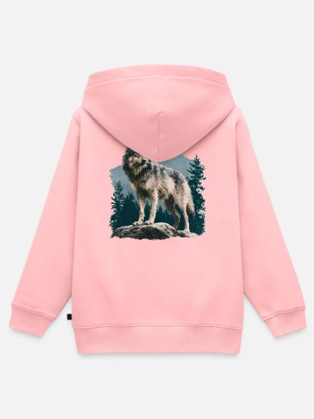 Wolf - Kinder Premium Organic Zip Hoodie - Rosa