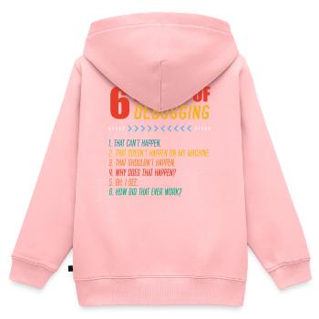 Sechs Phasen Debugging - Kinder Premium Organic Zip Hoodie - Rosa - Hinten - AI Model Kid Female (0cm)