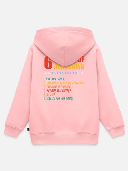 Sechs Phasen Debugging - Kinder Premium Organic Zip Hoodie - Rosa