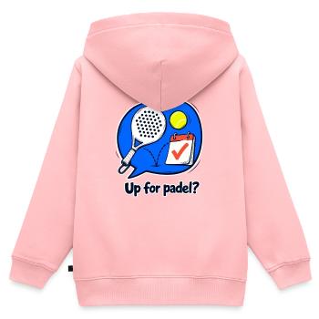 Padel-Gruppenchat-Einladung, wöchentlicher Club-Humor - Kinder Premium Organic Zip Hoodie - Rosa - Hinten - AI Model Kid Female (0cm)