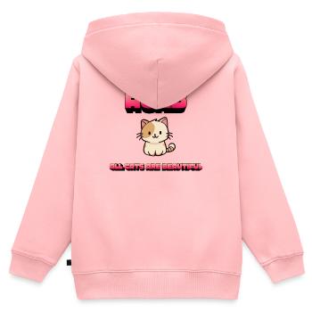 Süße Katzenliebhaber-Kleidung – Alle Katzen sind wunderschön - Kinder Premium Organic Zip Hoodie - Rosa - Hinten - AI Model Kid Female (0cm)
