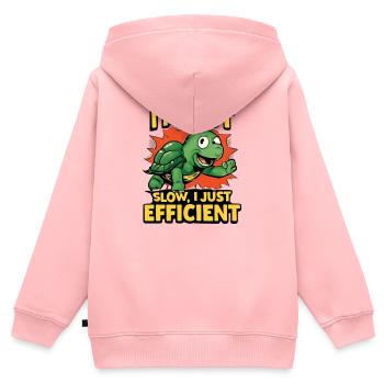 Turtle: Nicht kostenlos, nur effizient - Kinder Premium Organic Zip Hoodie - Rosa - Hinten - AI Model Kid Female (0cm)