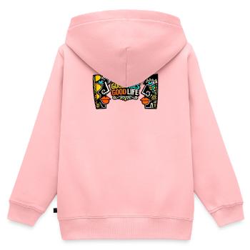 Good Zeiten Good Life Kunst Print - Kinder Premium Organic Zip Hoodie - Rosa - Hinten - AI Model Kid Female (0cm)