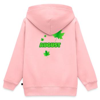 Geschenk für August - Kinder Premium Organic Zip Hoodie - Rosa - Hinten - AI Model Kid Female (0cm)