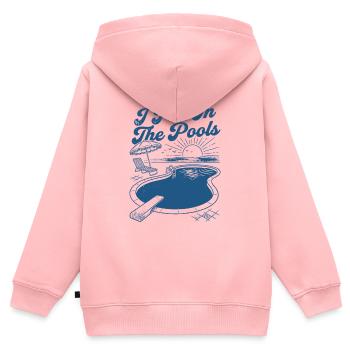 Poolrand-Sonnenuntergangs-Mischief - Kinder Premium Organic Zip Hoodie - Rosa - Hinten - AI Model Kid Female (0cm)