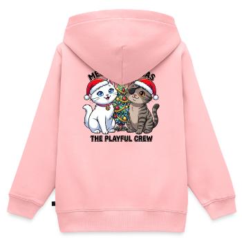 Katzen Duo im Weihnachtsglanz - Kinder Premium Organic Zip Hoodie - Rosa - Hinten - AI Model Kid Female (0cm)