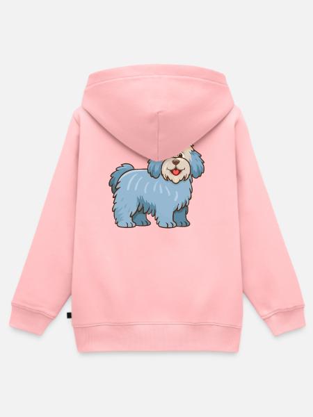 Hellblauer zotteliger Hund (Comic) - Kinder Premium Organic Zip Hoodie - Rosa