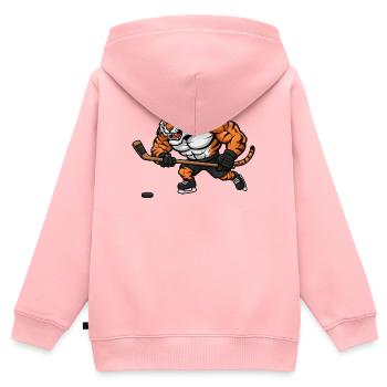 Tiger stark entschlossen Eishockey Spieler Comic - Kinder Premium Organic Zip Hoodie - Rosa - Hinten - AI Model Kid Female (0cm)