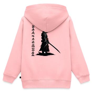 Samurai-Schatten: Katana Noir - Kinder Premium Organic Zip Hoodie - Rosa - Hinten - AI Model Kid Female (0cm)