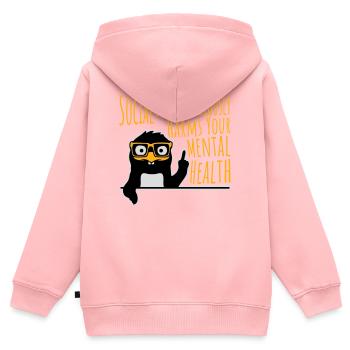 Social Media Seriously Harms Mental Health Pinguin - Kinder Premium Organic Zip Hoodie - Rosa - Hinten - AI Model Kid Female (0cm)