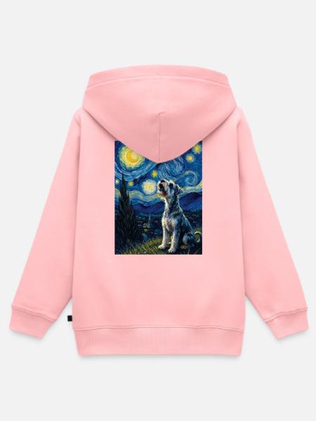 Sternennacht-Schnauzer-Kunstparodie-Porträt - Kinder Premium Organic Zip Hoodie - Rosa