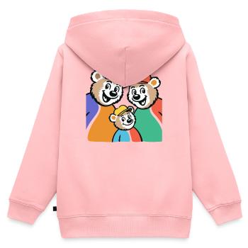 Bärenfamilie Farbglanz - Kinder Premium Organic Zip Hoodie - Rosa - Hinten - AI Model Kid Female (0cm)