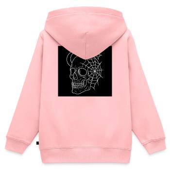 Occult Skull & Geometrische Netze – Goth - Kinder Premium Organic Zip Hoodie - Rosa - Hinten - AI Model Kid Female (0cm)