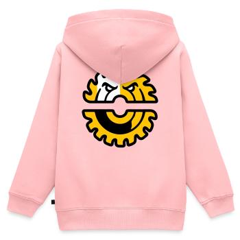 Kreissaege Maskottchen Logo - Kinder Premium Organic Zip Hoodie - Rosa - Hinten - AI Model Kid Female (0cm)