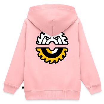 Kreissaege Gesicht Grafik - Kinder Premium Organic Zip Hoodie - Rosa - Hinten - AI Model Kid Female (0cm)