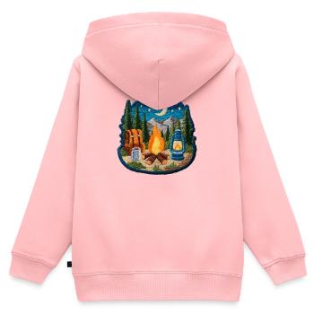 Nachtlager Waldfeuer Patch - Kinder Premium Organic Zip Hoodie - Rosa - Hinten - AI Model Kid Female (0cm)