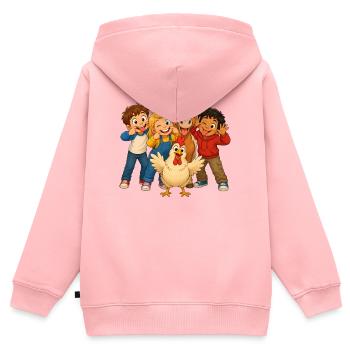 Kinder machen Grimassen mit lustigen Hoftieren - Kinder Premium Organic Zip Hoodie - Rosa - Hinten - AI Model Kid Female (0cm)
