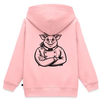 Chef Pig - Kinder Premium Organic Zip Hoodie - Rosa - Hinten - AI Model Kid Female (0cm)
