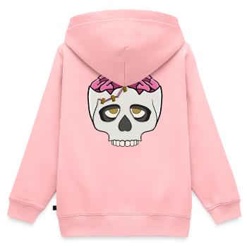 Pinkes Gehirn im Schädel  - Kinder Premium Organic Zip Hoodie - Rosa - Hinten - AI Model Kid Female (0cm)