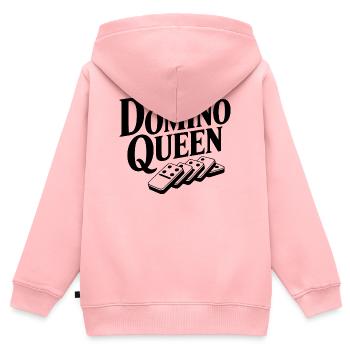 Dominokönigin - Kinder Premium Organic Zip Hoodie - Rosa - Hinten - AI Model Kid Female (0cm)