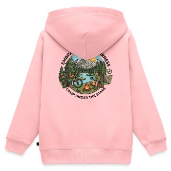 Camp Under The Stars Bikepacking Adventure Tee - Kinder Premium Organic Zip Hoodie - Rosa - Hinten - AI Model Kid Female (0cm)