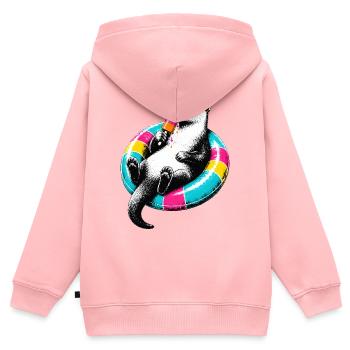 Otter mit Eis im Stencil Style - Kinder Premium Organic Zip Hoodie - Rosa - Hinten - AI Model Kid Female (0cm)