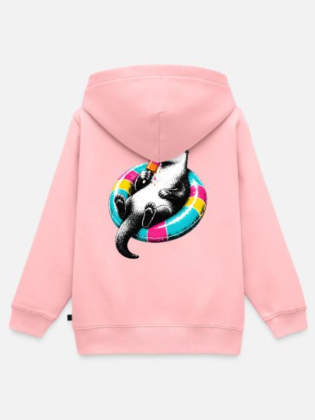 Otter mit Eis im Stencil Style - Kinder Premium Organic Zip Hoodie - Rosa