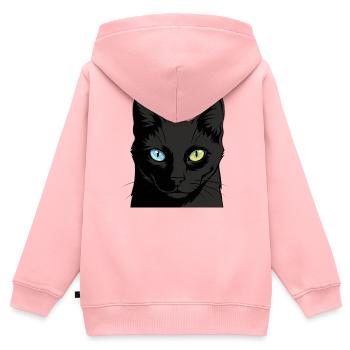 Zweifarbige Katze mit Heterochromie - Kinder Premium Organic Zip Hoodie - Rosa - Hinten - AI Model Kid Female (0cm)