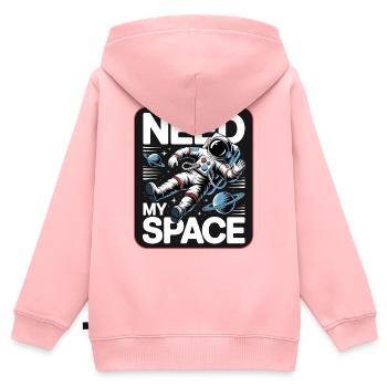Raumfahrt-Statement: Need My Space - Kinder Premium Organic Zip Hoodie - Rosa - Hinten - AI Model Kid Female (0cm)