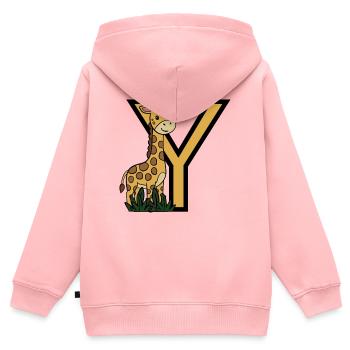 Giraffe mit Y Buchstabe Design - Kinder Premium Organic Zip Hoodie - Rosa - Hinten - AI Model Kid Female (0cm)