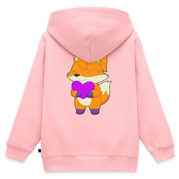 Fuchs Herz - Kinder Premium Organic Zip Hoodie - Rosa - Hinten - AI Model Kid Female (0cm)