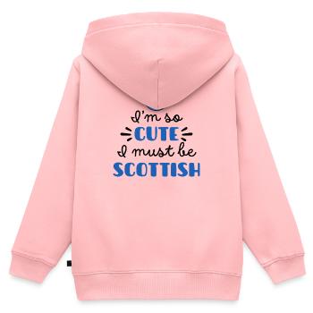 Je suis tellement mignonne que je dois être écossaise – bébé et enfants - Sweat Premium à capuche zippé enfant bio - rose - Dos - AI Model Kid Female (0cm)