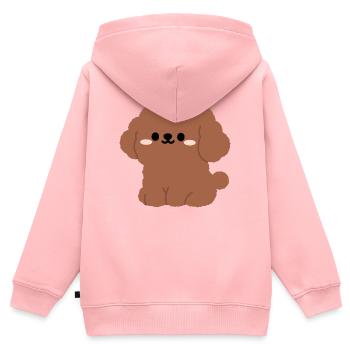 Brauner Pudel-Plüsch-Charme - Kinder Premium Organic Zip Hoodie - Rosa - Hinten - AI Model Kid Female (0cm)